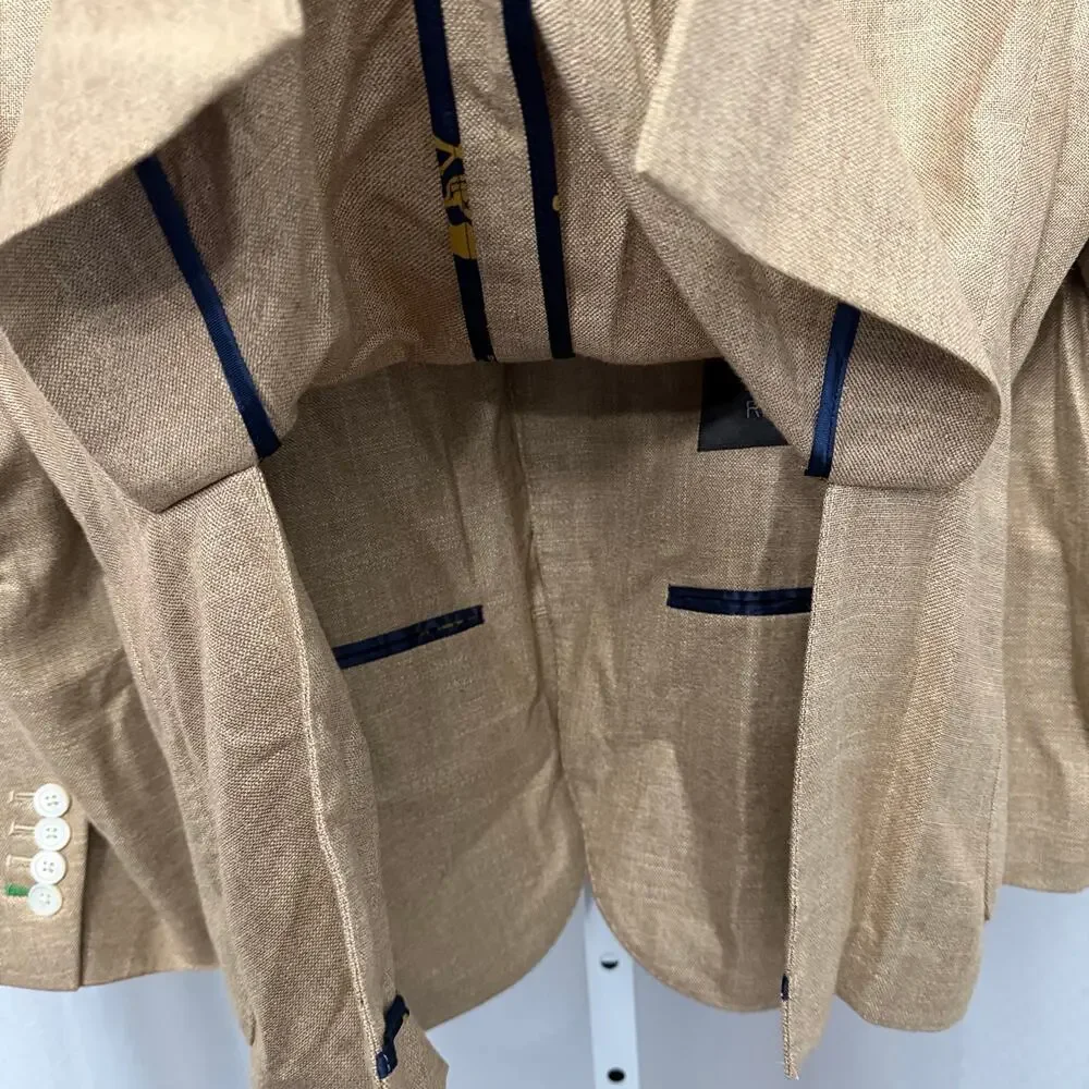 J Hilburn Bamboo Blazer Mens 42S Woven Unstructured Light Brown Tan Two Button